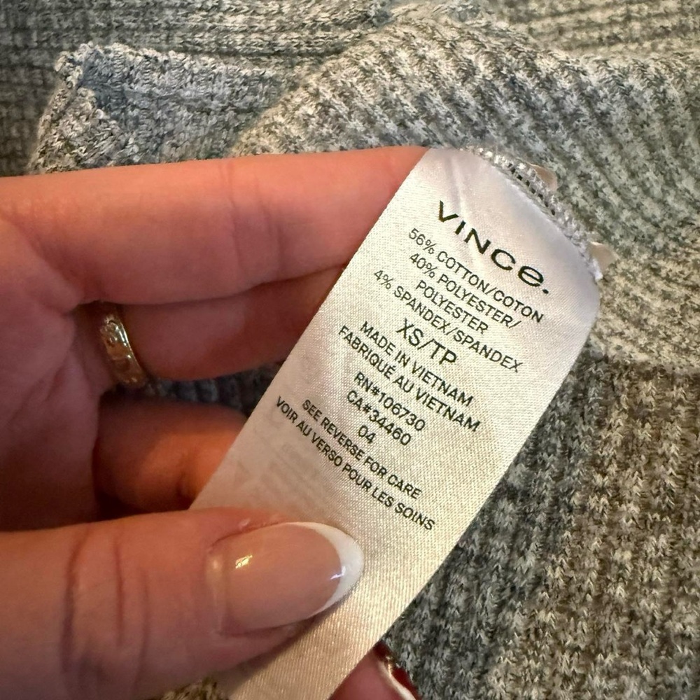 Vince Ribbed Knit Sweater Dress Grey Button Detail Midi Dress XS - Picture 10 of 10